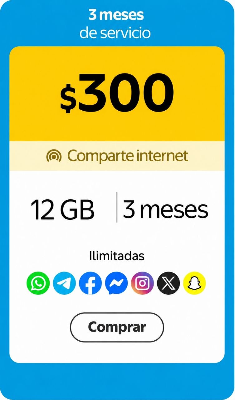 Recarga Paquete 3 meses $550 móvil