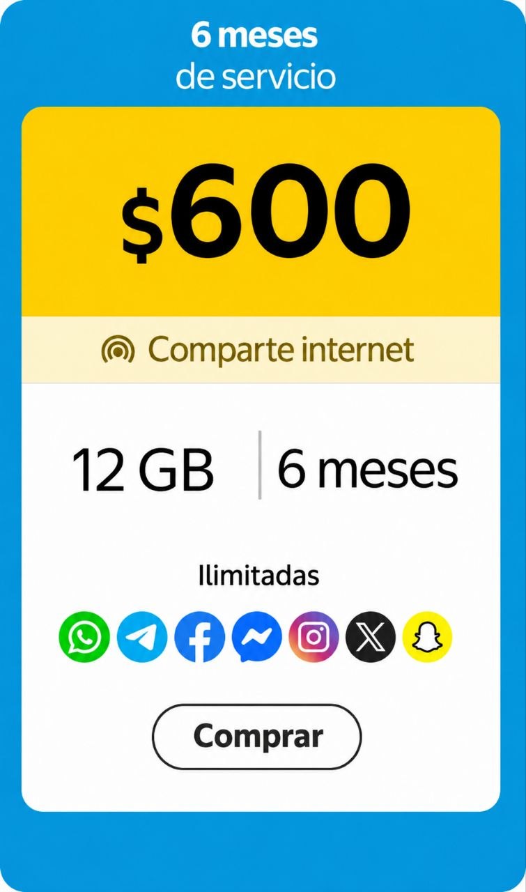 Recarga Paquete 6 meses $1,000 móvil