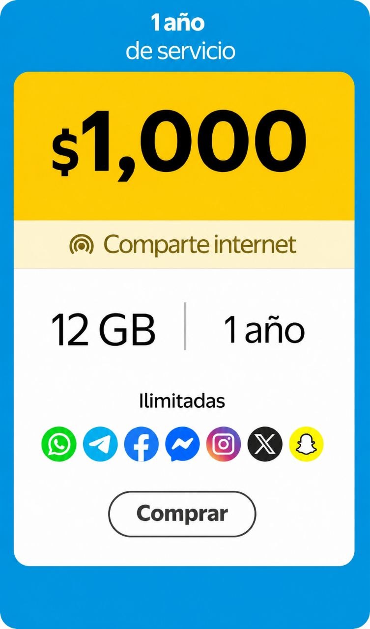 Recarga Paquete 12 meses $2,000 móvil